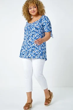 Roman White Curve Elastic Waist Cropped Denim Jeggings