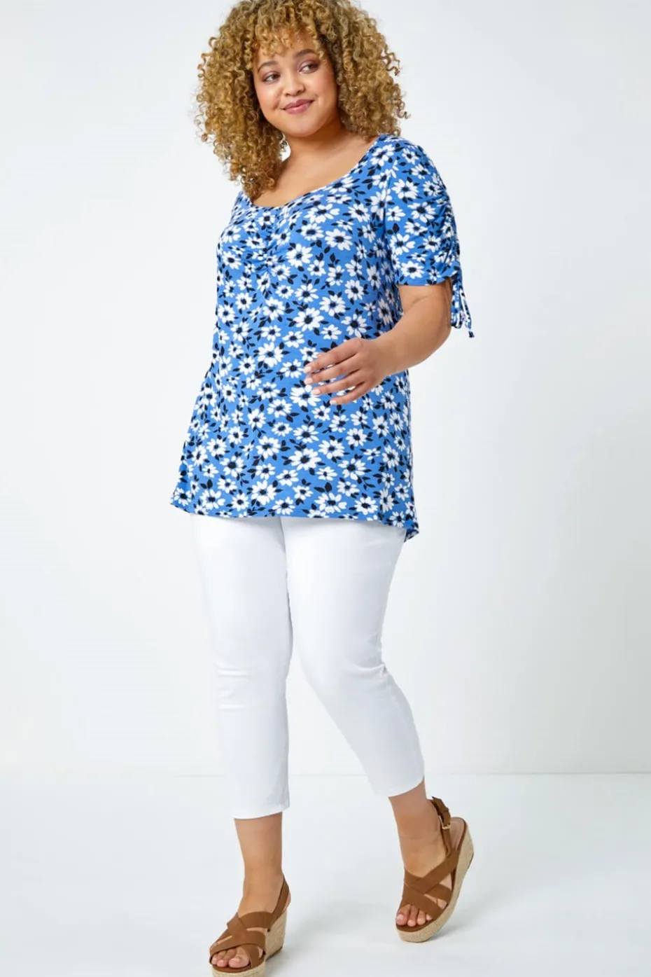 Roman White Curve Elastic Waist Cropped Denim Jeggings