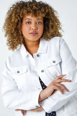 Roman White Curve Mid Wash Denim Jacket