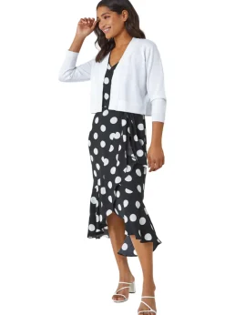 Roman White Knitted Bow Detail Shrug