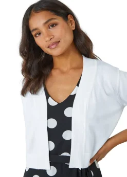 Roman White Knitted Bow Detail Shrug