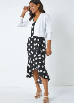 Roman White Knitted Bow Detail Shrug