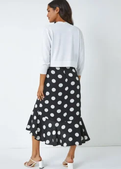 Roman White Knitted Bow Detail Shrug