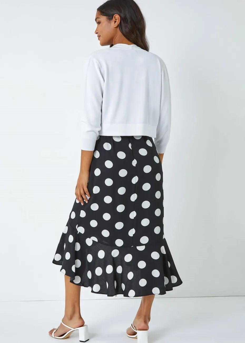 Roman White Knitted Bow Detail Shrug