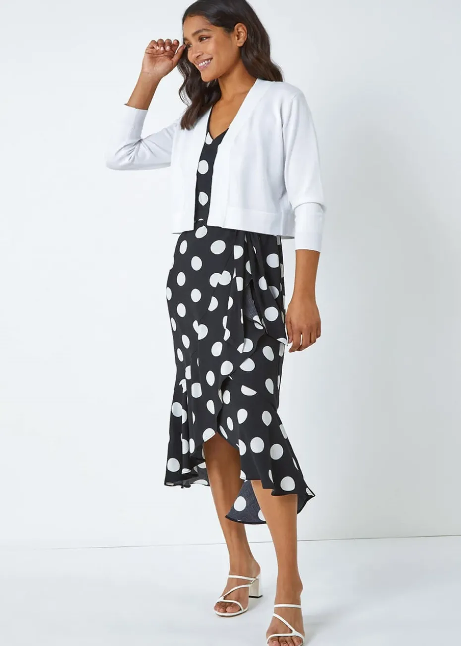 Roman White Knitted Bow Detail Shrug