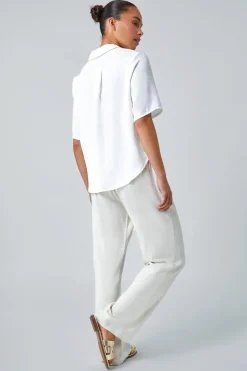 Roman White  Petite Button Up Pocket Shirt