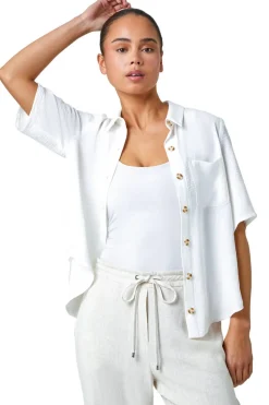 Roman White  Petite Button Up Pocket Shirt