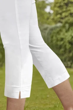 Roman White Petite Cropped Stretch Trousers