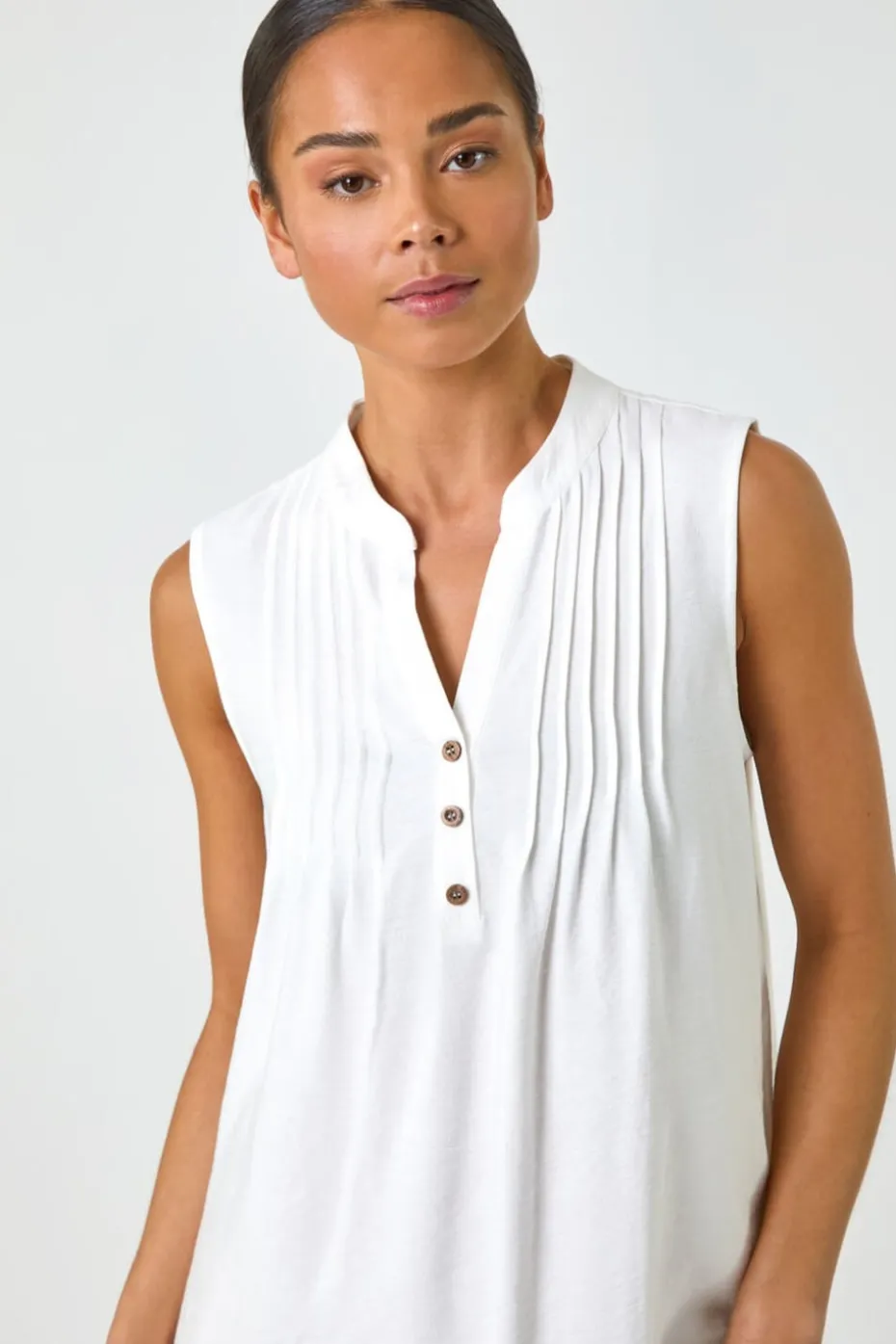 Roman White Petite Pintuck Pocket Dress