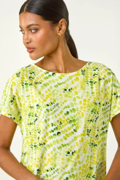 Roman Yellow Abstract Print Bubble Hem Top