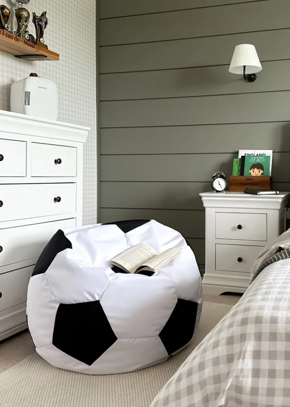 rucomfy Black/White Kids Outdoor Football Beanbag