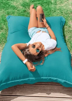 rucomfy Indoor/Outdoor Giant Squashy Squarbie Turquoise Beanbag