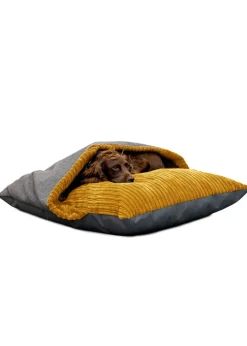 rucomfy Jumbo Cord Burrower Medium Mustard Pet Bed