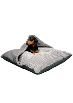 rucomfy Jumbo Cord Burrower Medium Platinum Grey Pet Bed