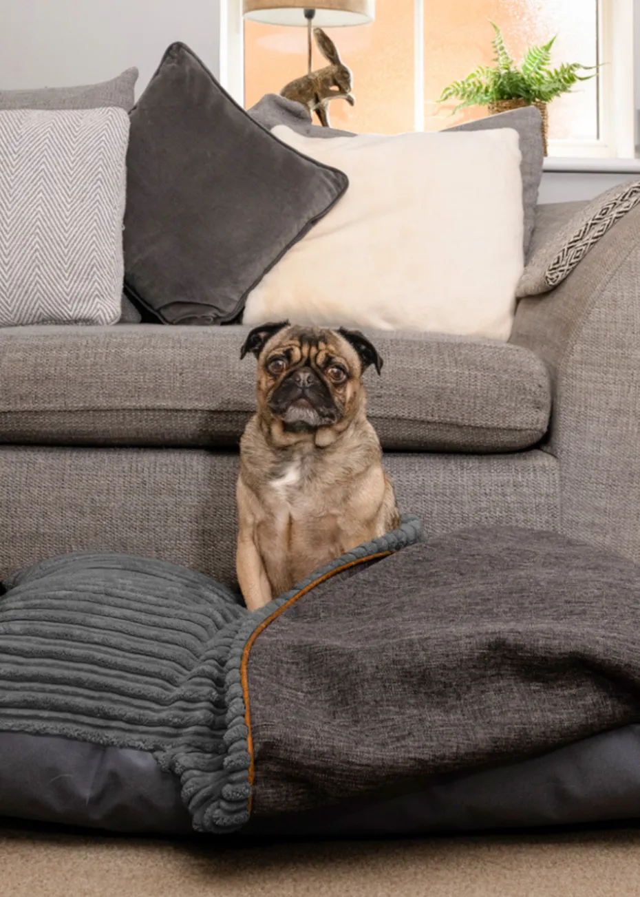 rucomfy Jumbo Cord Burrower Medium Slate Grey Pet Bed