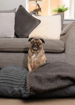 rucomfy Jumbo Cord Burrower Medium Slate Grey Pet Bed