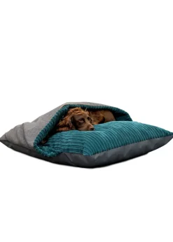 rucomfy Jumbo Cord Burrower Medium Teal Pet Bed