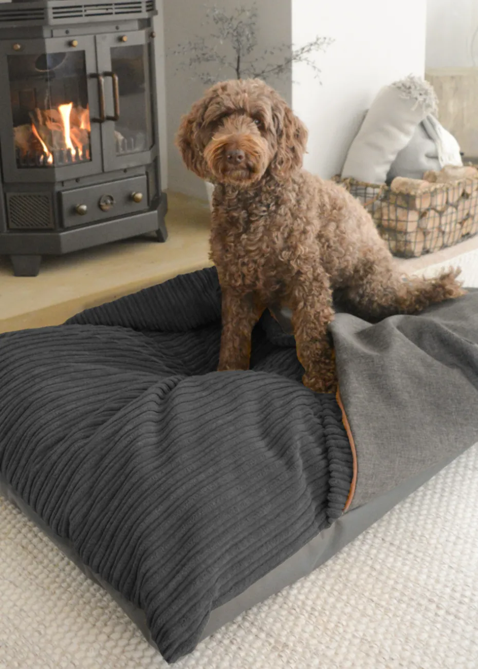 rucomfy Jumbo Cord Burrower Large Slate Grey Pet Bed