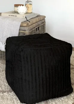 rucomfy Jumbo Cord Cube Black Beanbag