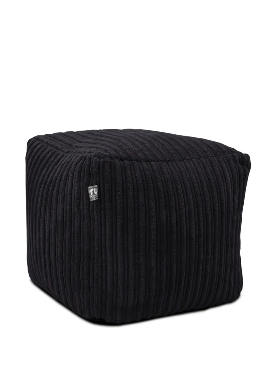rucomfy Jumbo Cord Cube Black Beanbag