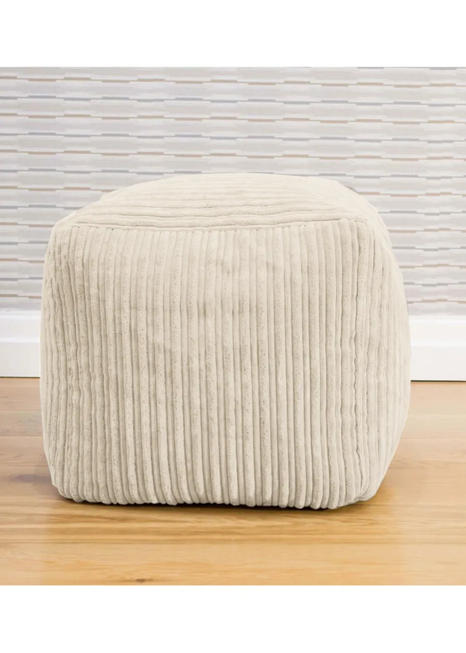 rucomfy Jumbo Cord Cube Ivory Beanbag