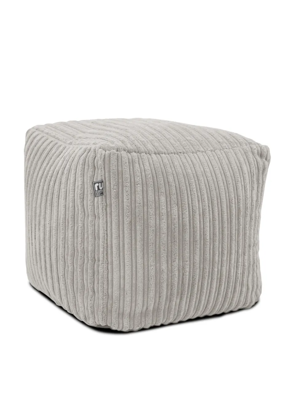 rucomfy Jumbo Cord Cube Platinum Grey Beanbag