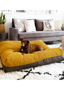 rucomfy Jumbo Cord Flip-It Large Mustard Pet Bed