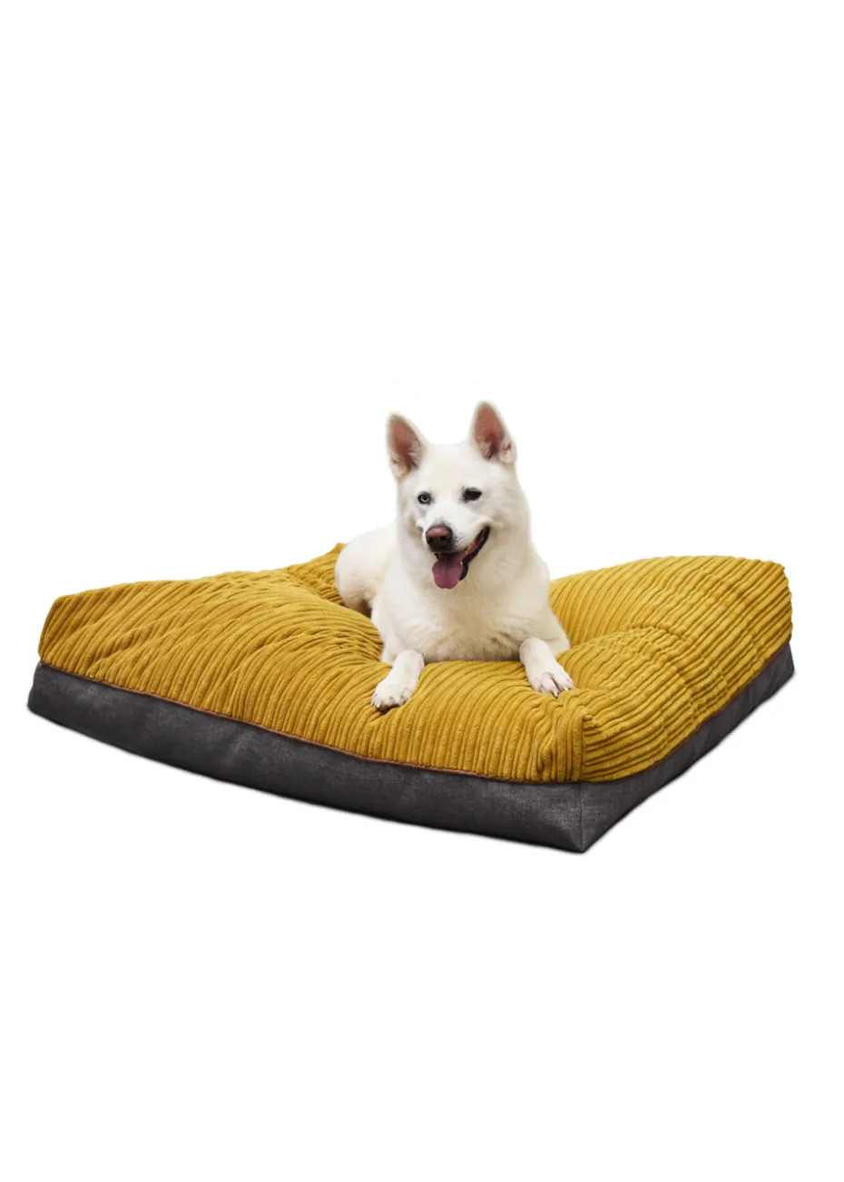 rucomfy Jumbo Cord Flip-It Large Mustard Pet Bed
