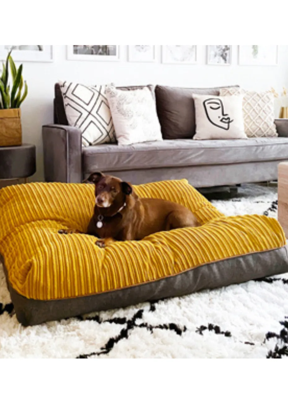 rucomfy Jumbo Cord Flip-It Large Mustard Pet Bed