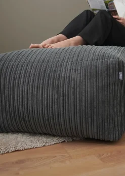 rucomfy Jumbo Cord Ottoman Slate Grey Beanbag