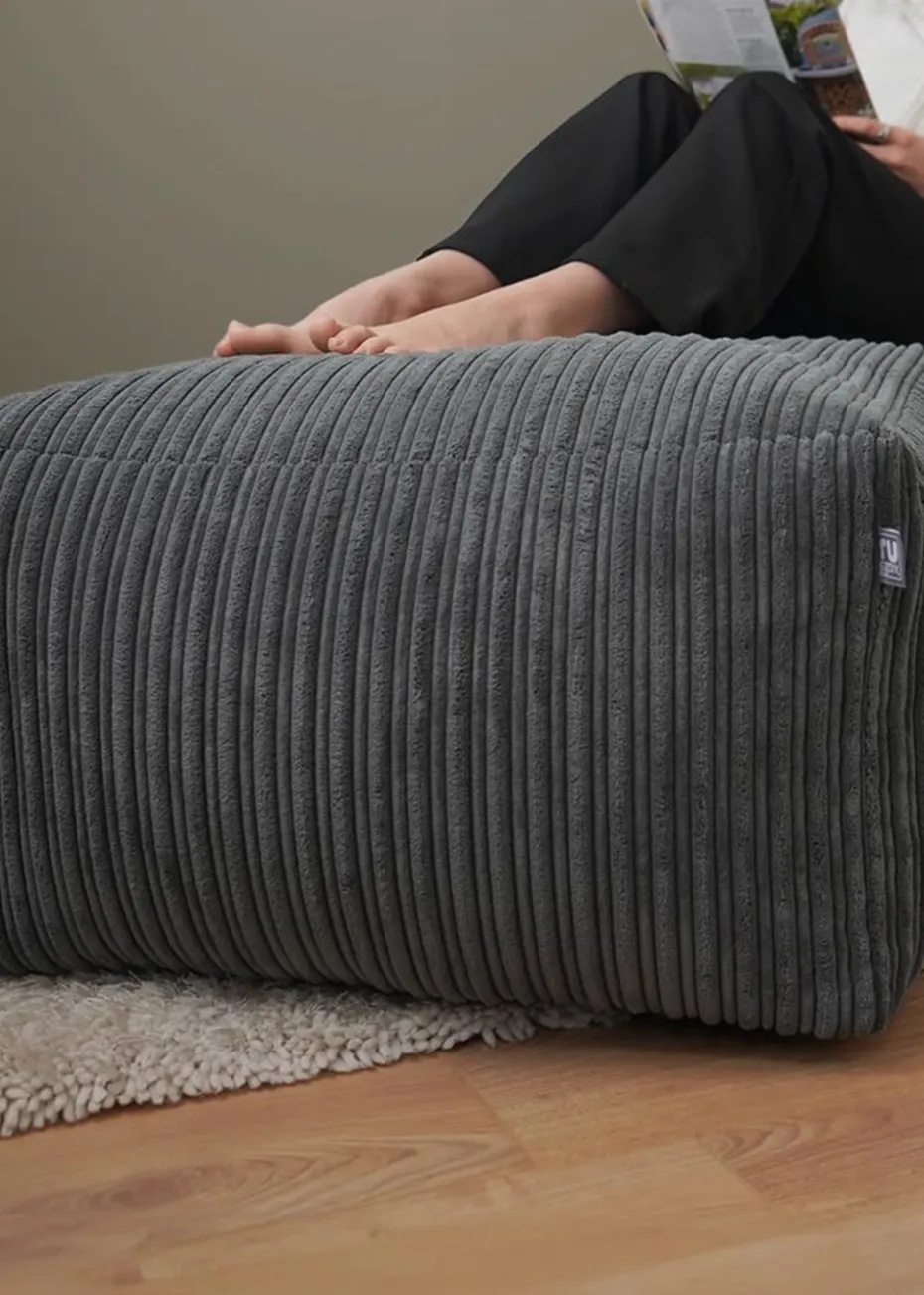 rucomfy Jumbo Cord Ottoman Slate Grey Beanbag