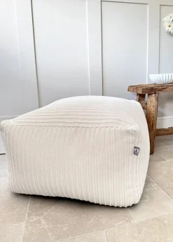 rucomfy Jumbo Cord Ottoman Ivory Beanbag