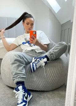 rucomfy Jumbo Cord Slouchbag Platinum Grey Beanbag