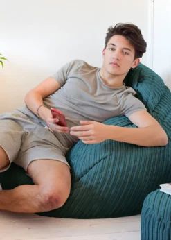 rucomfy Jumbo Cord Slouchbag Teal Beanbag