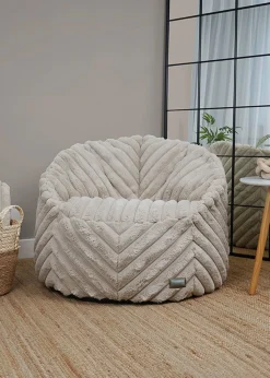 rucomfy Ribbed Faux Fur Zen Chair Cream Beanbag