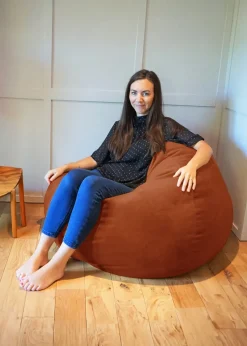 rucomfy Velvet Slouchbag Rust Beanbag