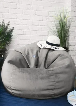 rucomfy Velvet Slouchbag Pebble Grey Beanbag