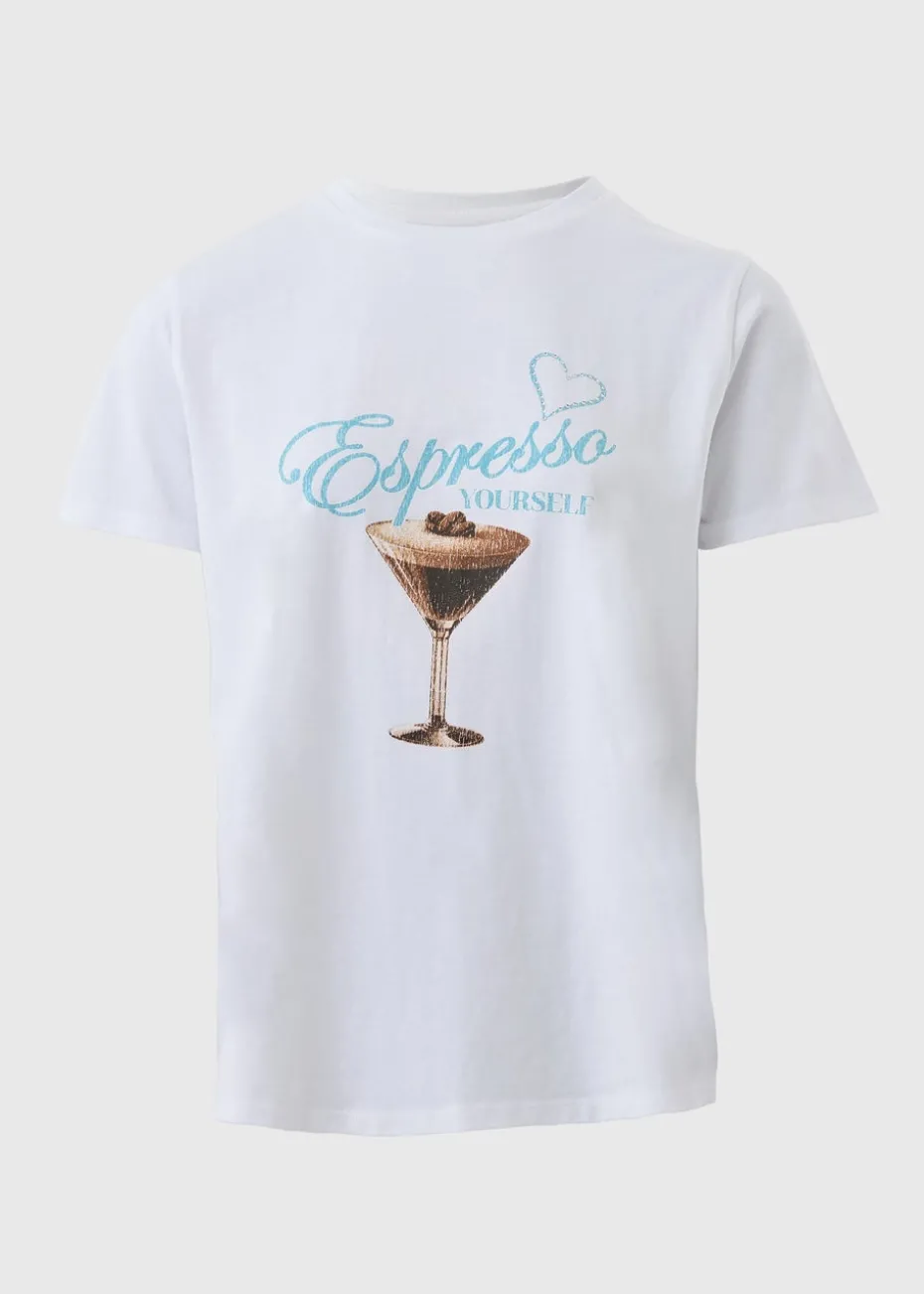 Sabrina Carpenter White Espresso Graphic T-Shirt