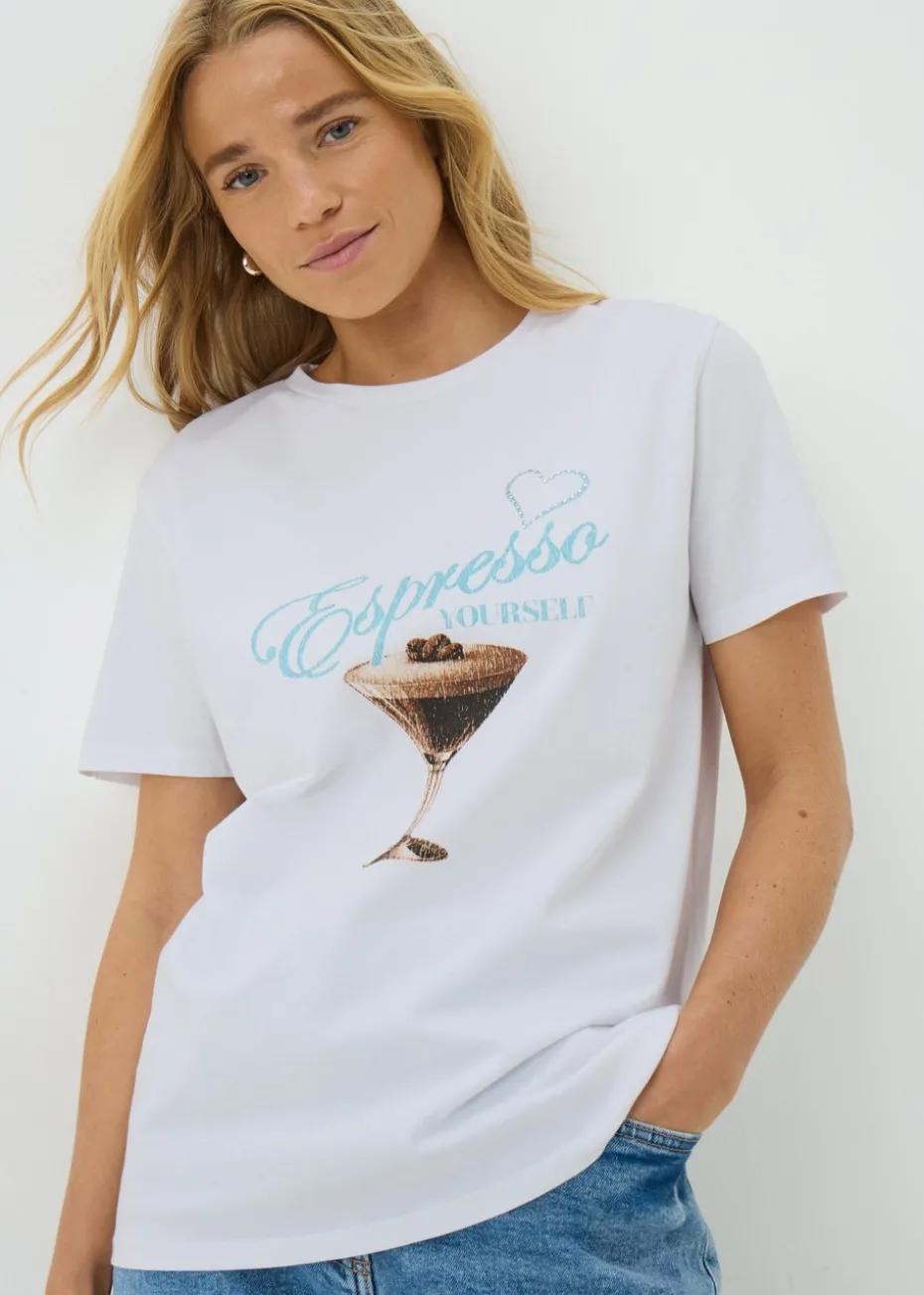 Sabrina Carpenter White Espresso Graphic T-Shirt