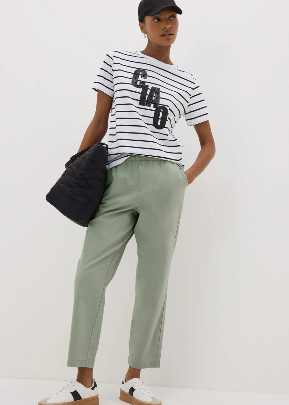 Sage Green Cotton Tapered Trousers