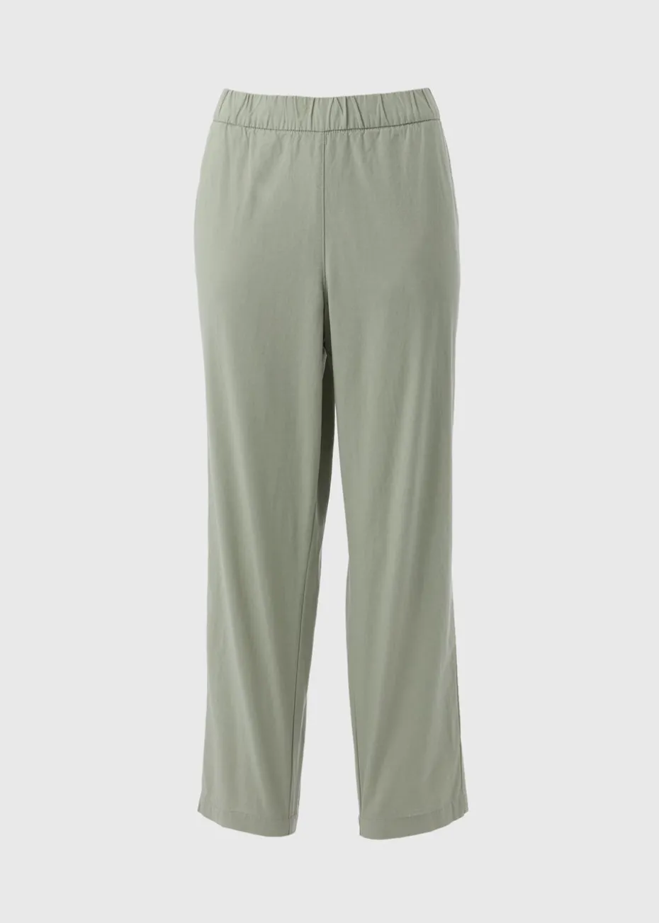 Sage Green Cotton Tapered Trousers