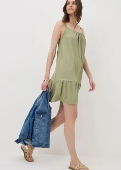 Sage Green Crinkle Mini Cami Dress