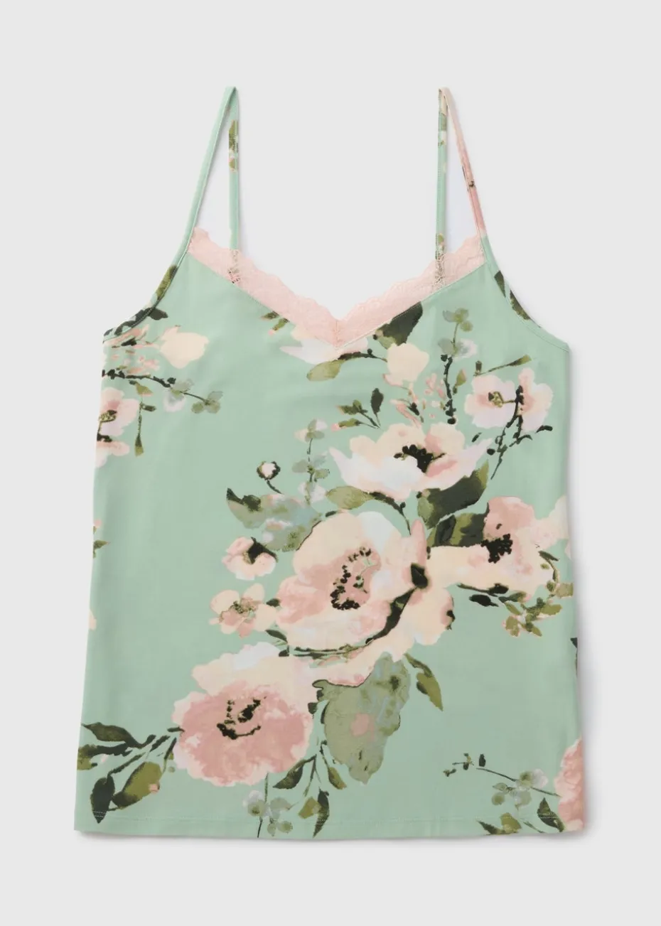 Sage Green Floral Soft Touch Pyjama Cami Top