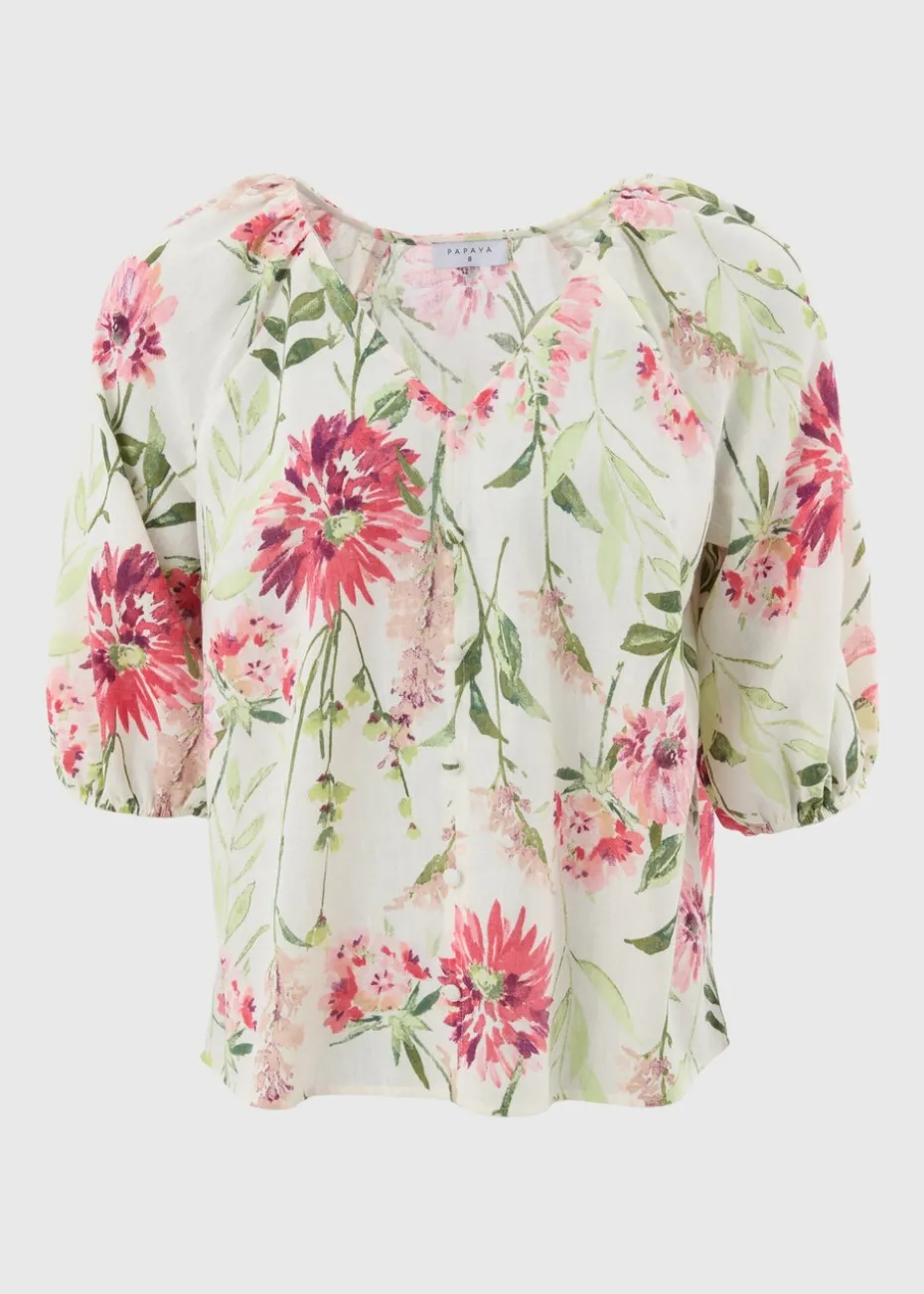 Sage Green Floral Tea Blouse