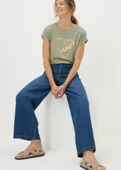 Sage Green Heart Stud T-Shirt