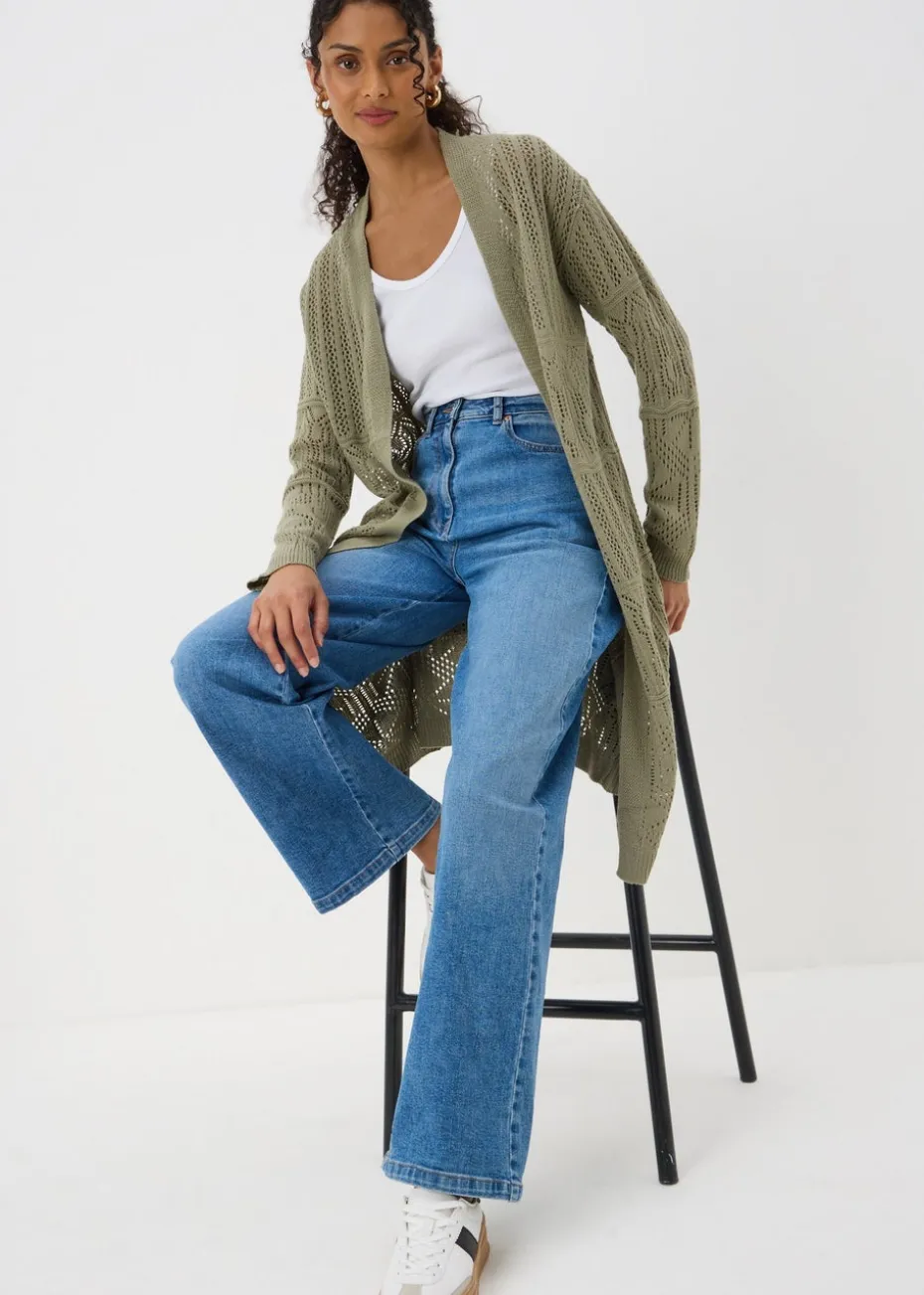 Sage Green Pointelle Longline Cardigan