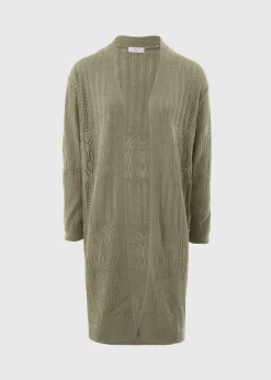 Sage Green Pointelle Longline Cardigan