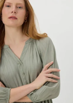 Sage Green Raglan Shirt Midi Dress