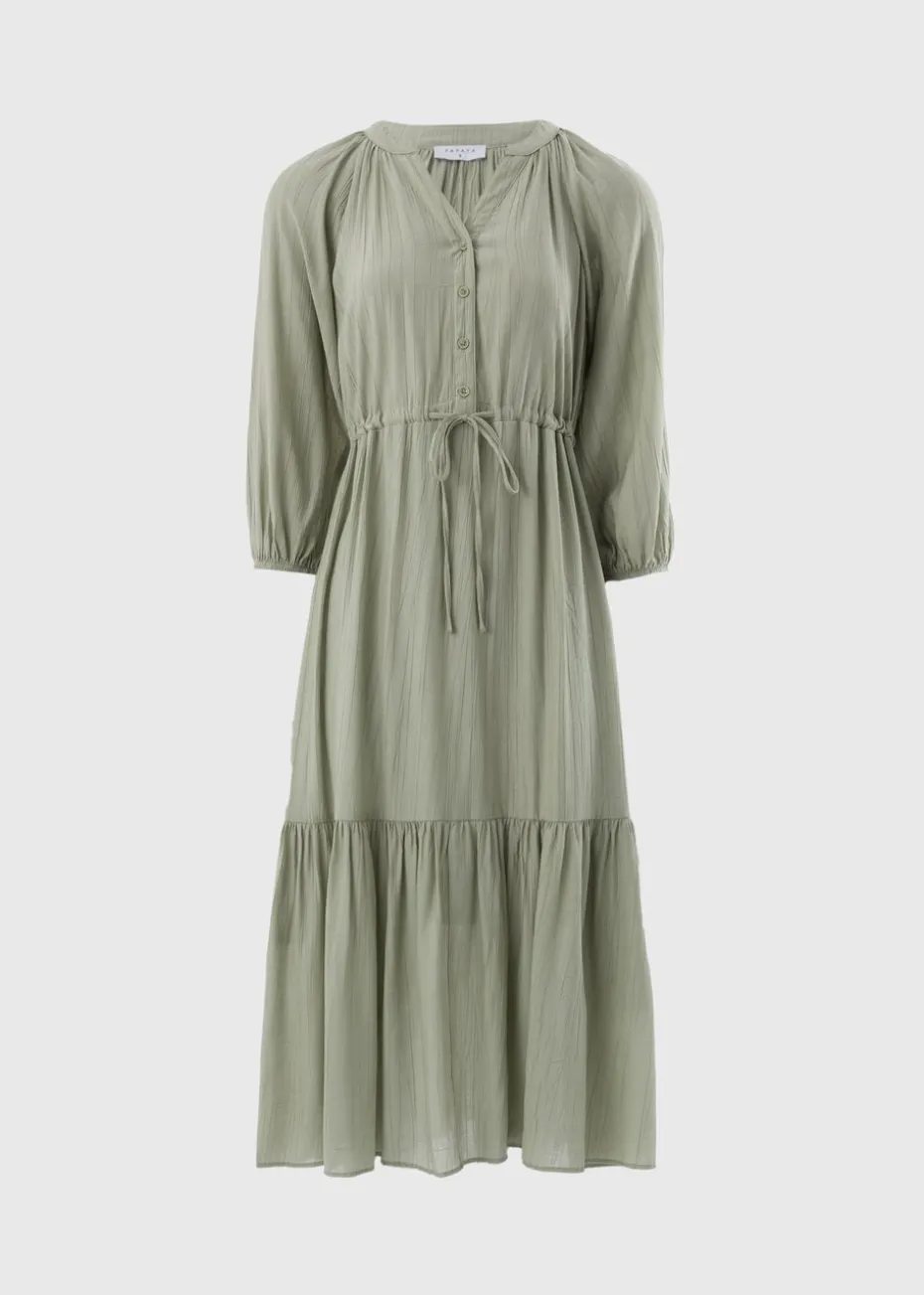 Sage Green Raglan Shirt Midi Dress