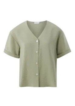 Sage Green Short Sleeve V-Neck Shirt